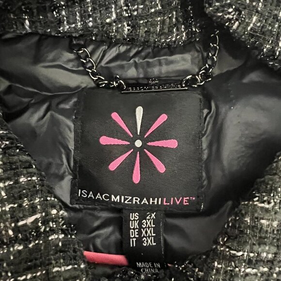 Isaac Mizrahi Live! Women's Jacket ~ Sz 2X Quilted Belted Coat Black A623551 - Picture 5 of 7
